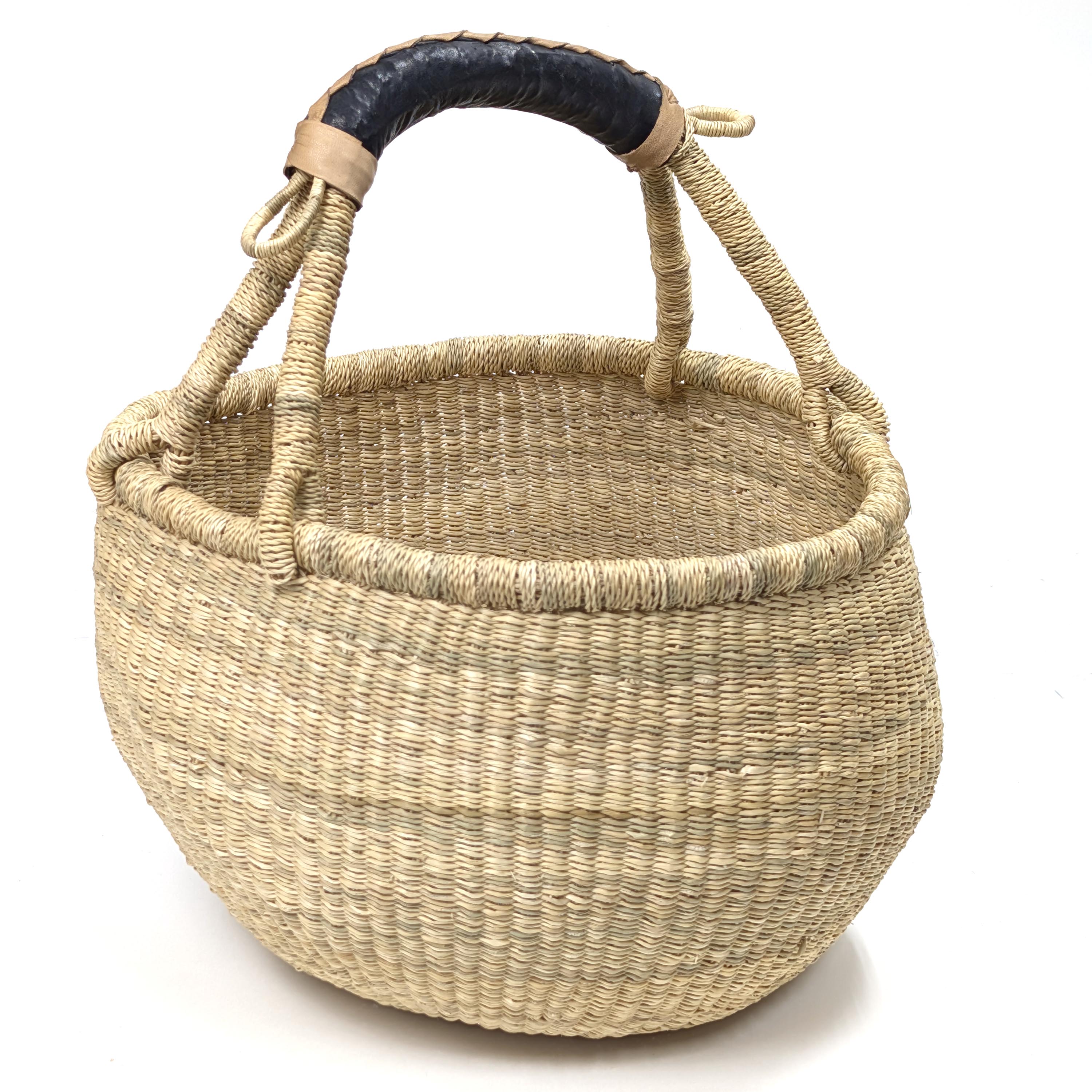 ブルキナバスケット Lサイズ 丸かごタイプ アフリカ産 （r163-23