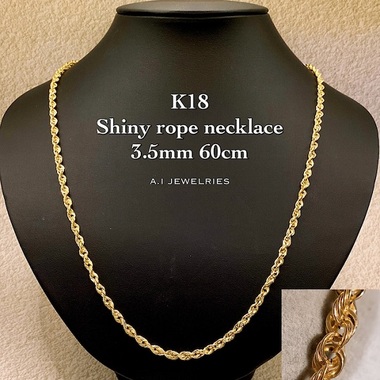 k18 18金 シャイニーロープ ネックレス 60cm 3.5mm 幅 / k18 Shiny