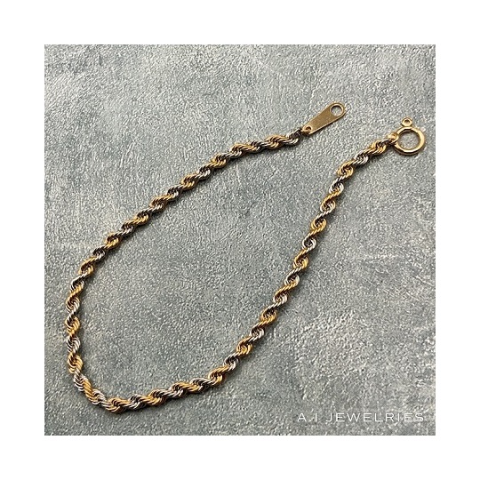 受注生産】18金 プラチナ850 コンビ ロープ ブレスレット 18cm /K18