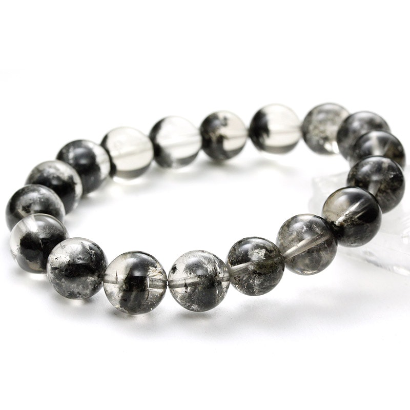 ブラックガーデンスモーキークォーツ10〜10.5mmブレスレット-002水晶