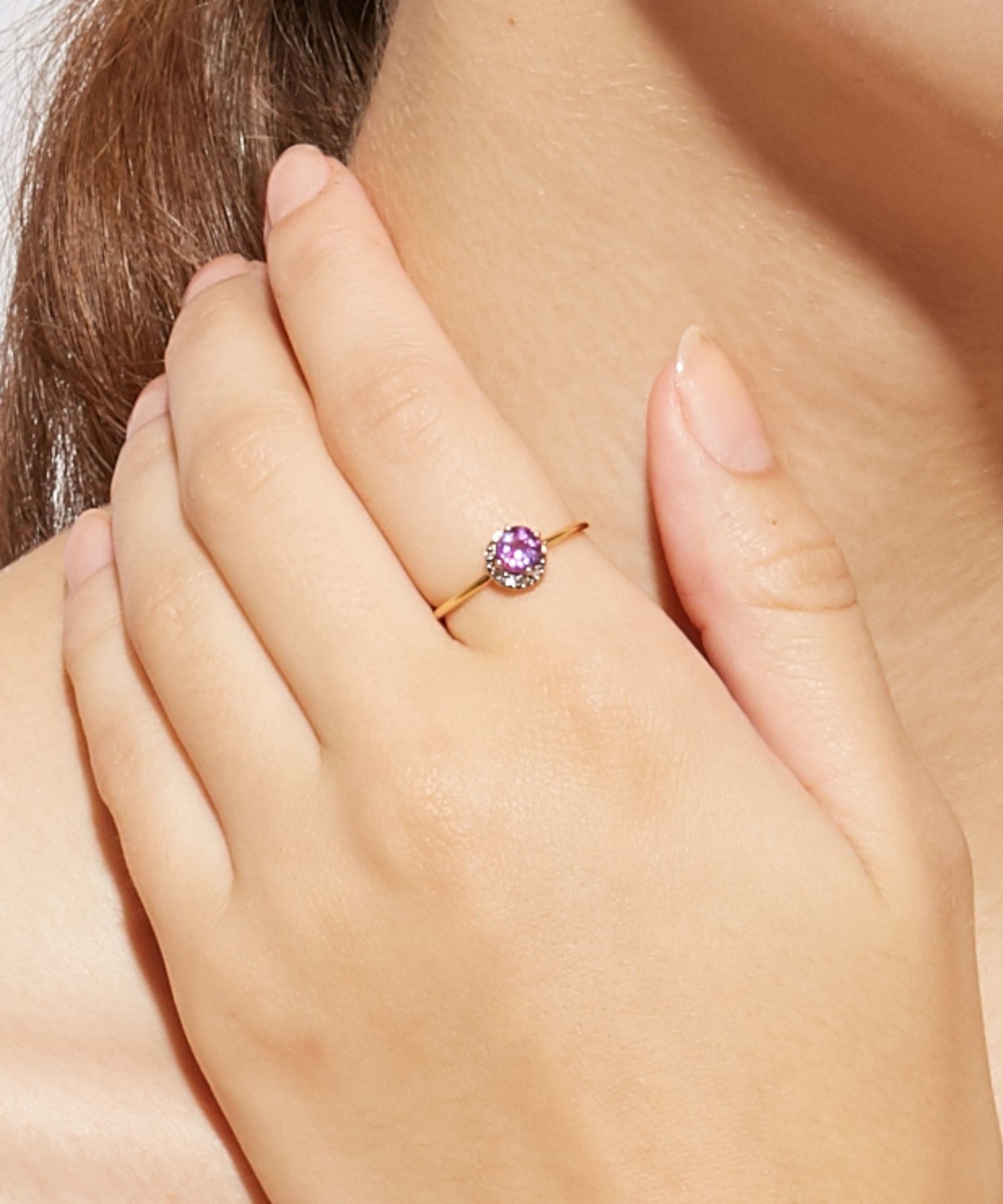 elafonisi] dark amethyst new moon pave diamonds ring｜ARTIDA OUD