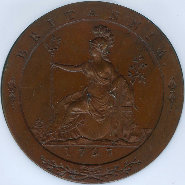 イギリス ジョージ3世 1797年 Pattern ペニー 車輪銭 銅貨 リスト