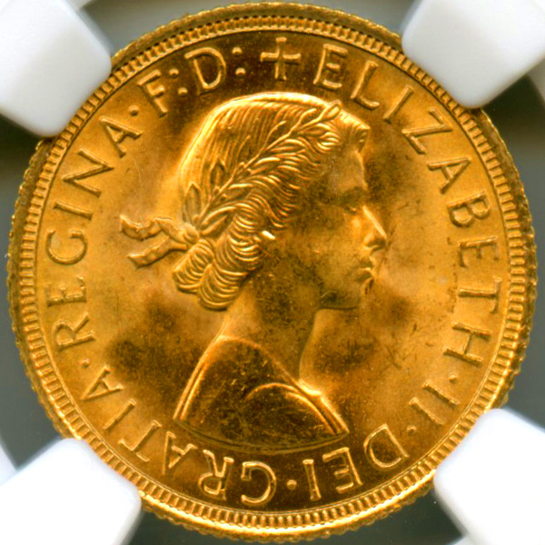 イギリス エリザベス2世 1962年 ソブリン 金貨 NGC MS65 | ARK NUMISMATICS
