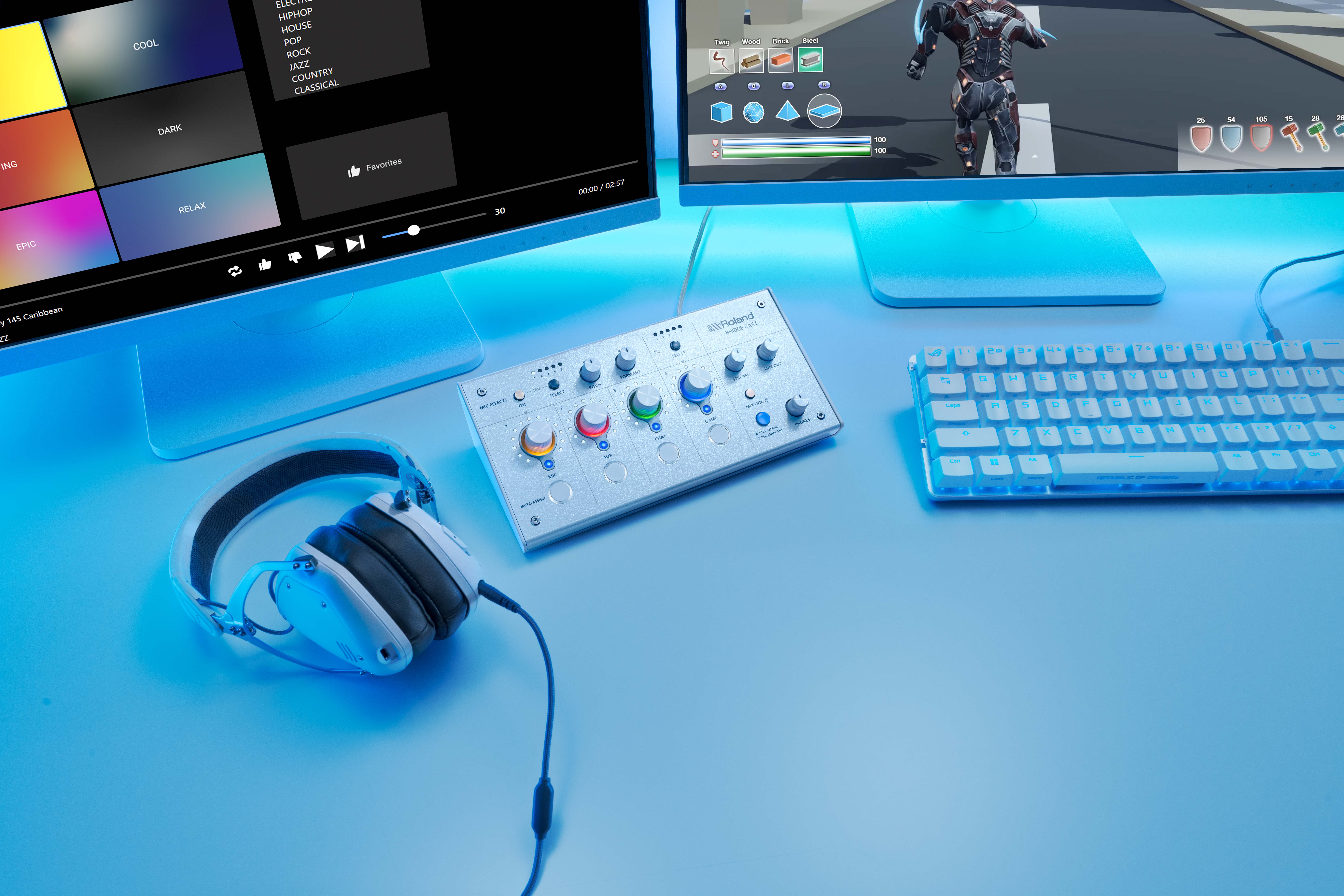 ゲーム配信向けオーディオミキサー「BRIDGE CAST」の 新色「アイス