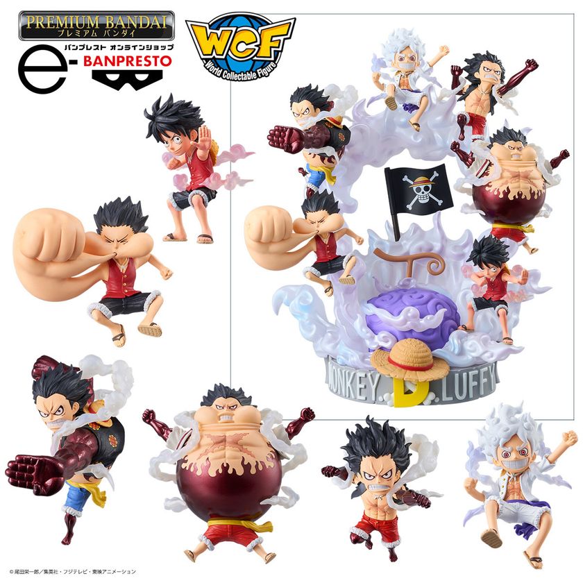 ワンピース」より、 ギア2～5を発動したルフィのデフォルメフィギュア