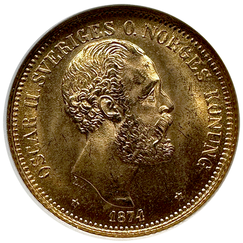 1874 | Sweden 20 Kronor | World Coins | Austin Rare Coins