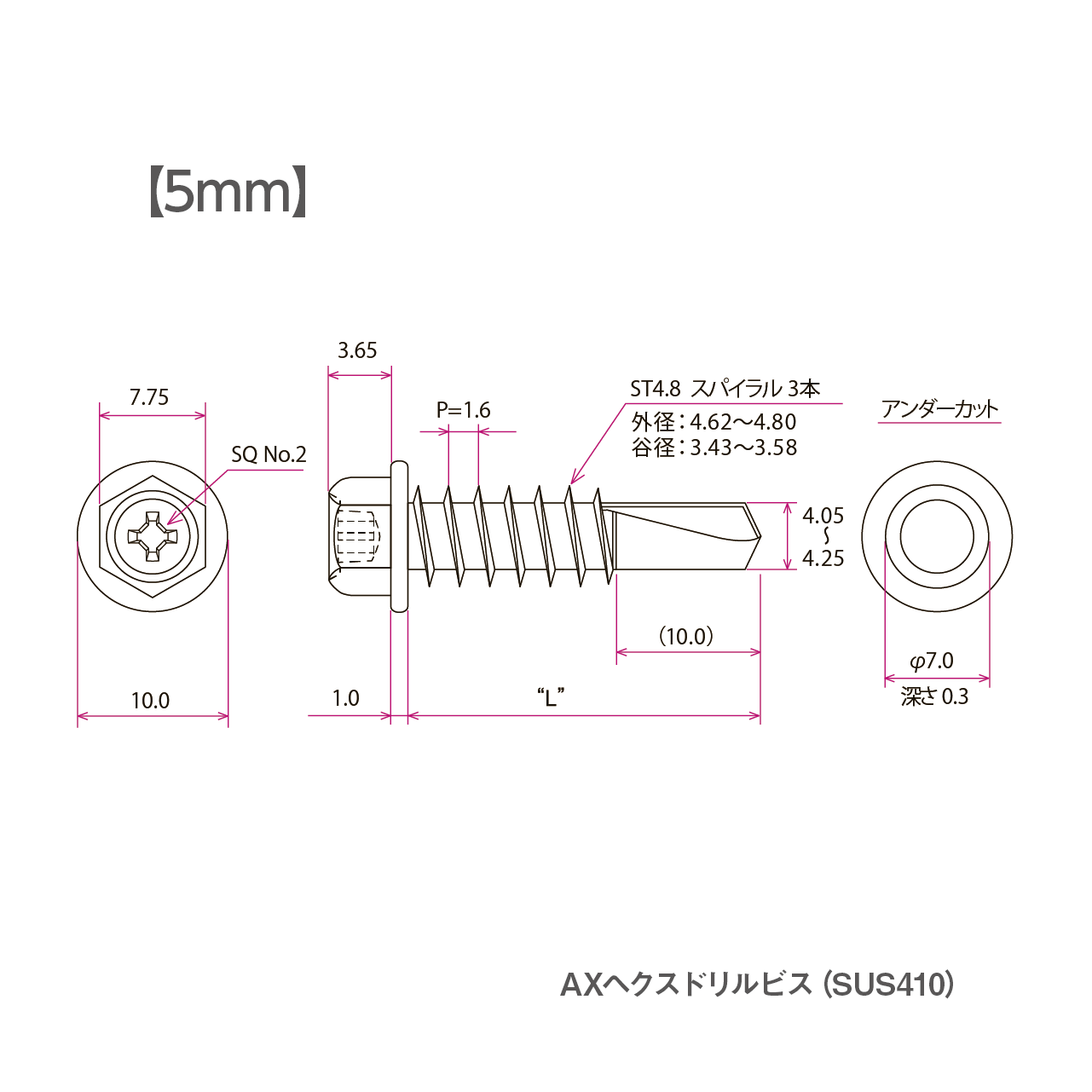 AXヘクスドリルビス（ステンレス410） 5mm – アックスブレーン 株式会社