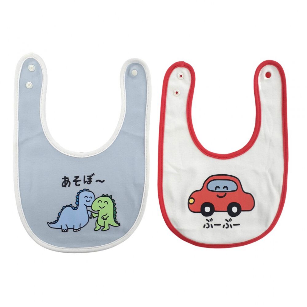 おえかきさん スタイ2枚組み ベビーのようきゅう(ホワイト×FREE