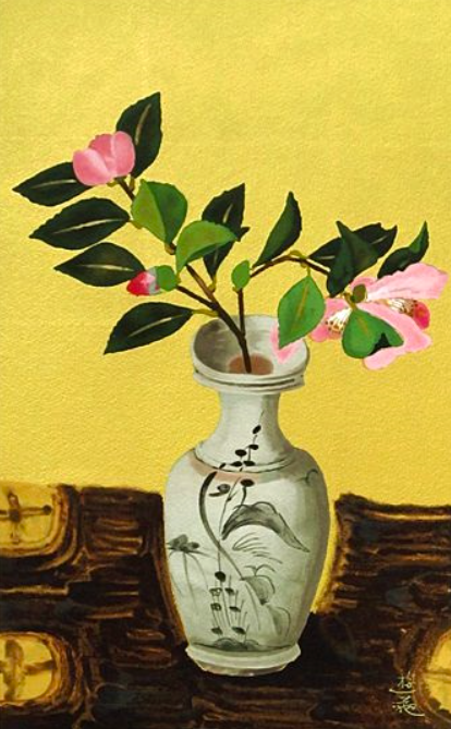 小倉遊亀 「瓶花」 リトグラフ 刷り込みサイン・作品証明シール有り