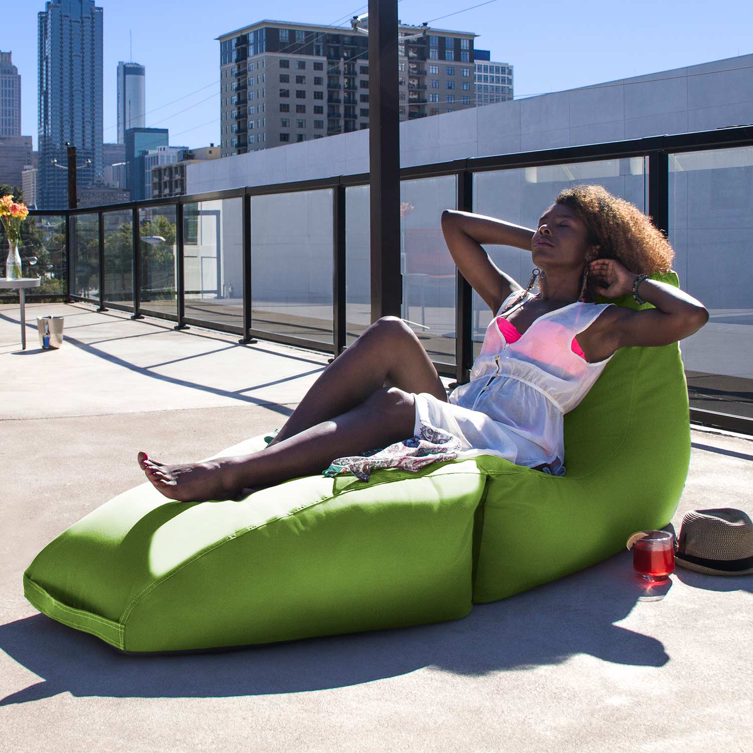 Jaxx Prado Outdoor Bean Bag Chaise Lounge Chair - Lime Green