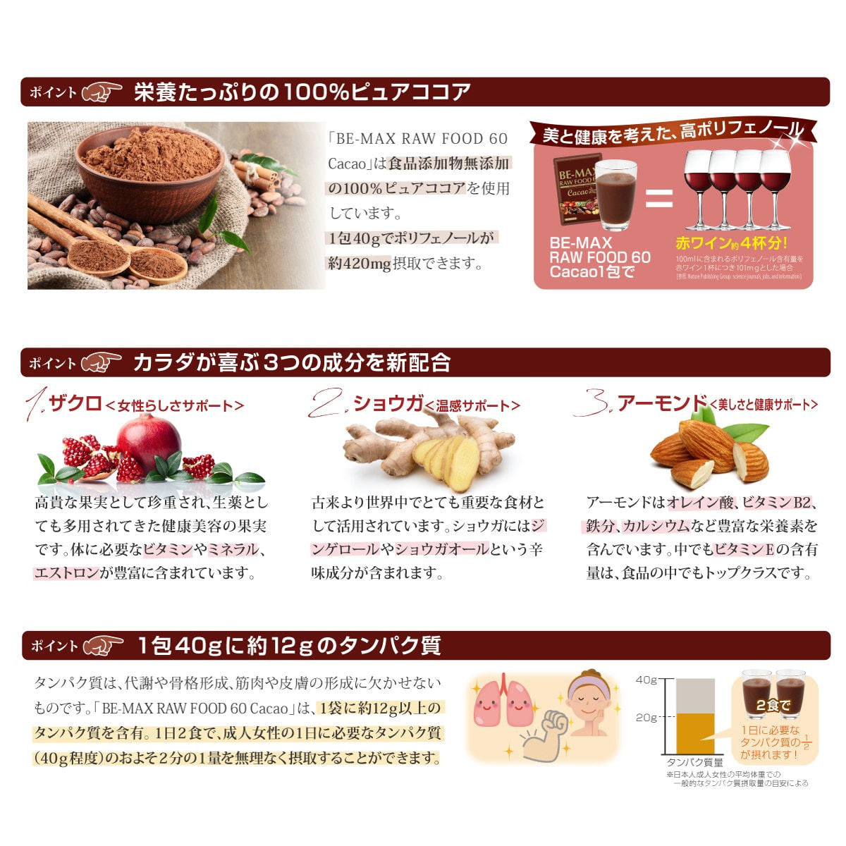 メディキューブ BE-MAX RAW FOOD60 カカオ 40g×15包 2箱 メディ