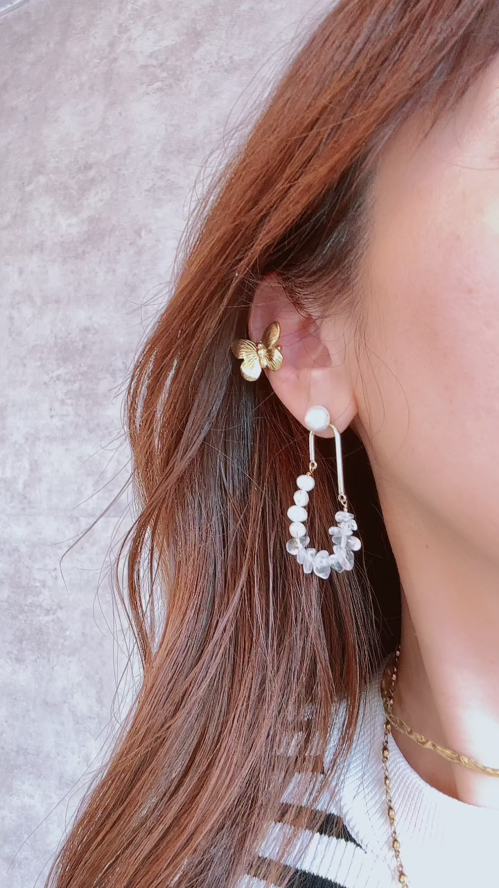 淡水パール×水晶サザレ2wayピアス＆イヤリング – おしゃれ花嫁様