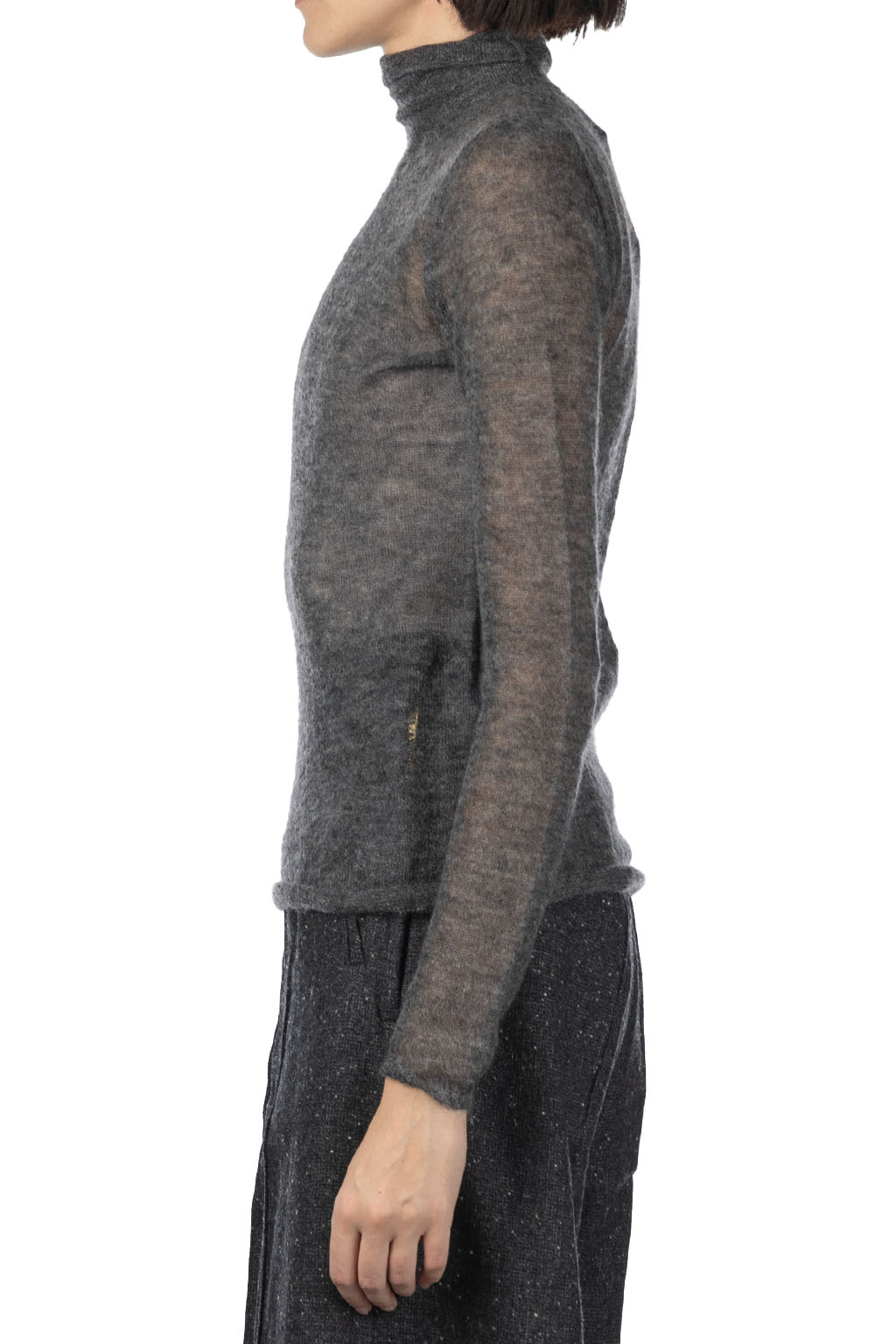 AURALEE | Kid Mohair Sheer Knit Turtleneck - Top Charcoal | Women
