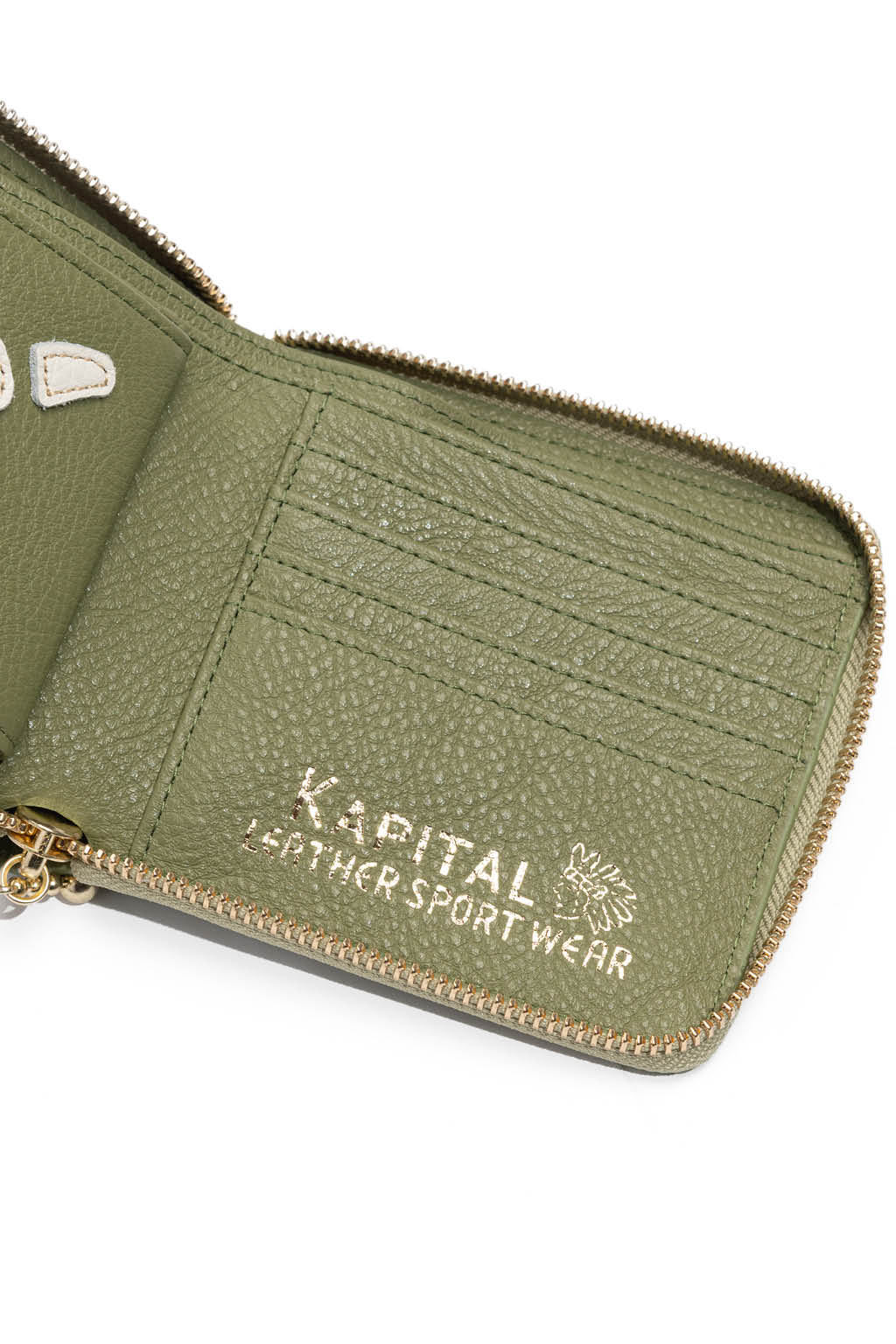 Kapital | Thumb-Up Bone Band Zip Wallet - Olive | Women | Blue