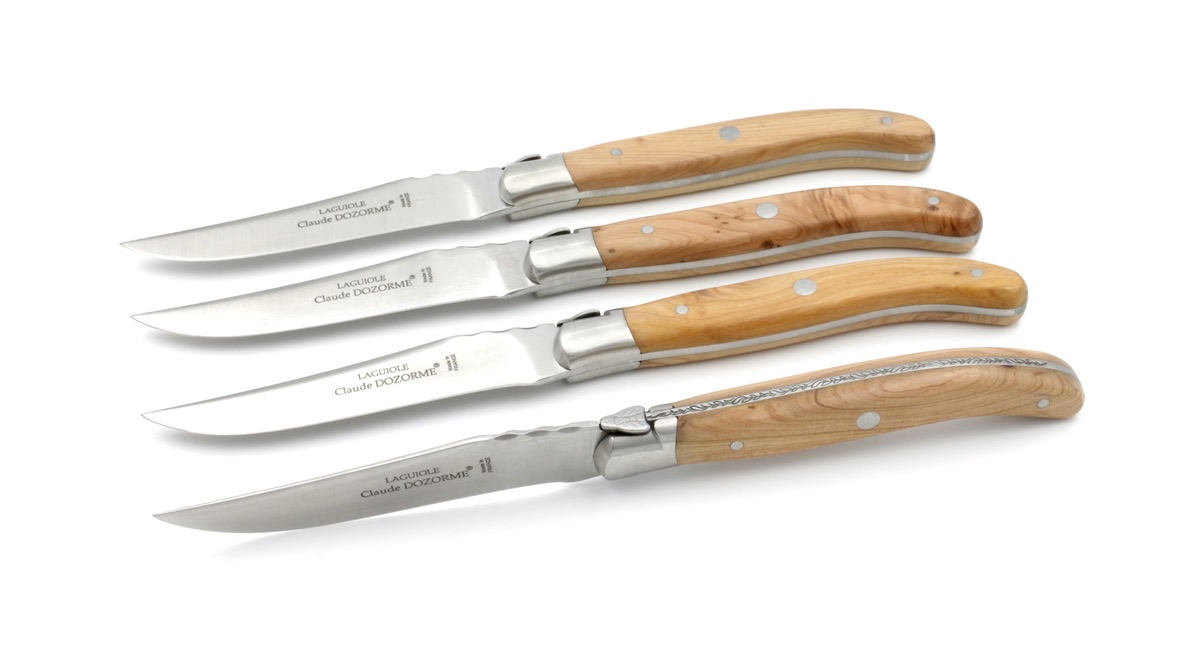 Claude DOZORME Laguiole Steakmesser Set 4-tlg. Wacholder mattes Finish