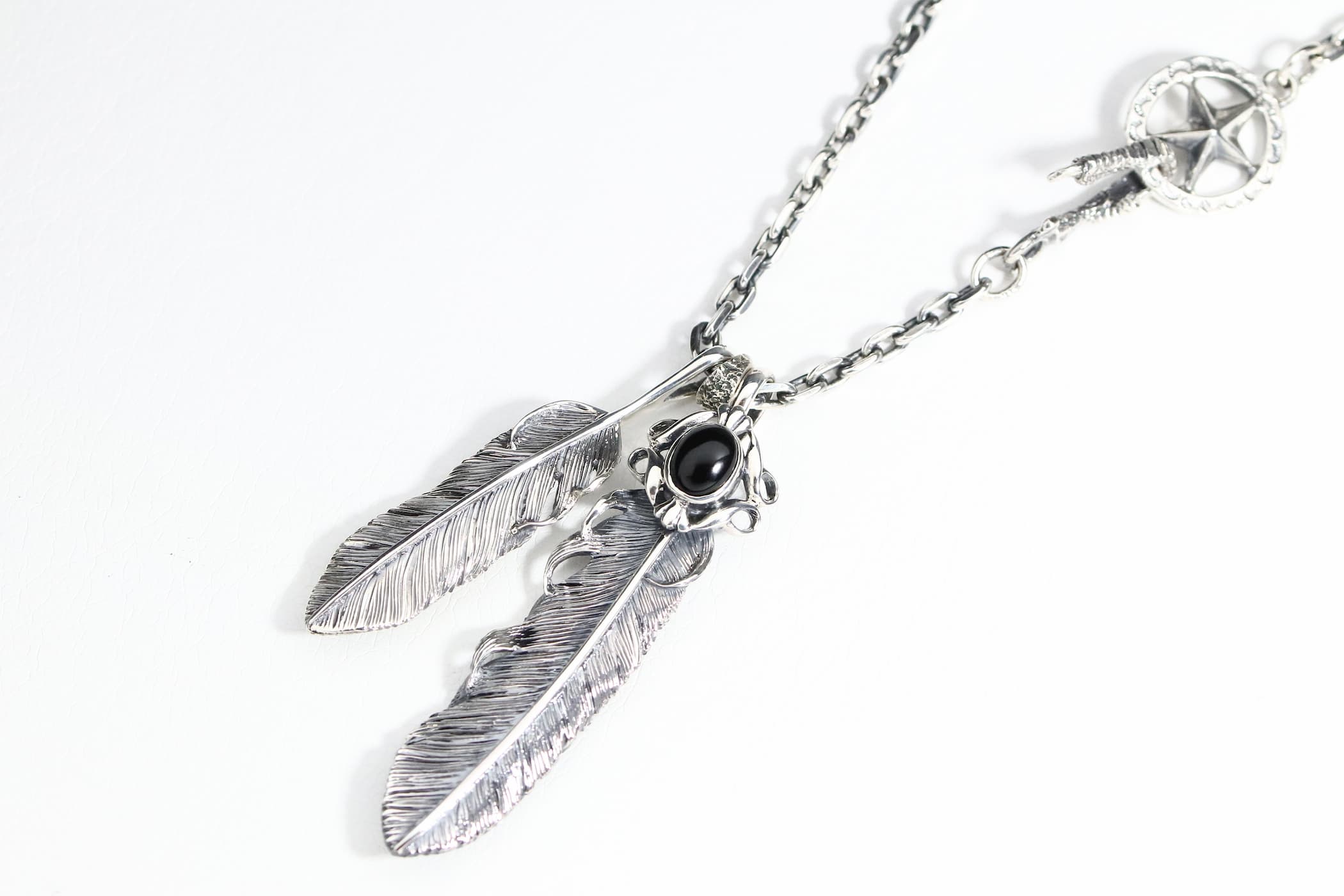 Wフェザーネックレス(M1/L2オニキス) クローフック/スターメディスン