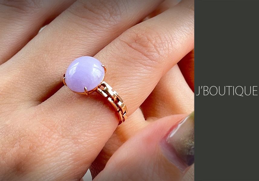 ミャンマー産天然無処理翡翠 ジュエリー リング 指輪 ラベンダー 冰糯