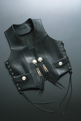 ALBUQUERQUE / CALF ツーコンチョオイルレザーベスト フラップ付