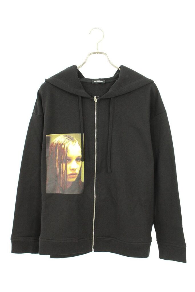 ラフシモンズ RAF SIMONS Sweater with zipper Wet hair グラフィック