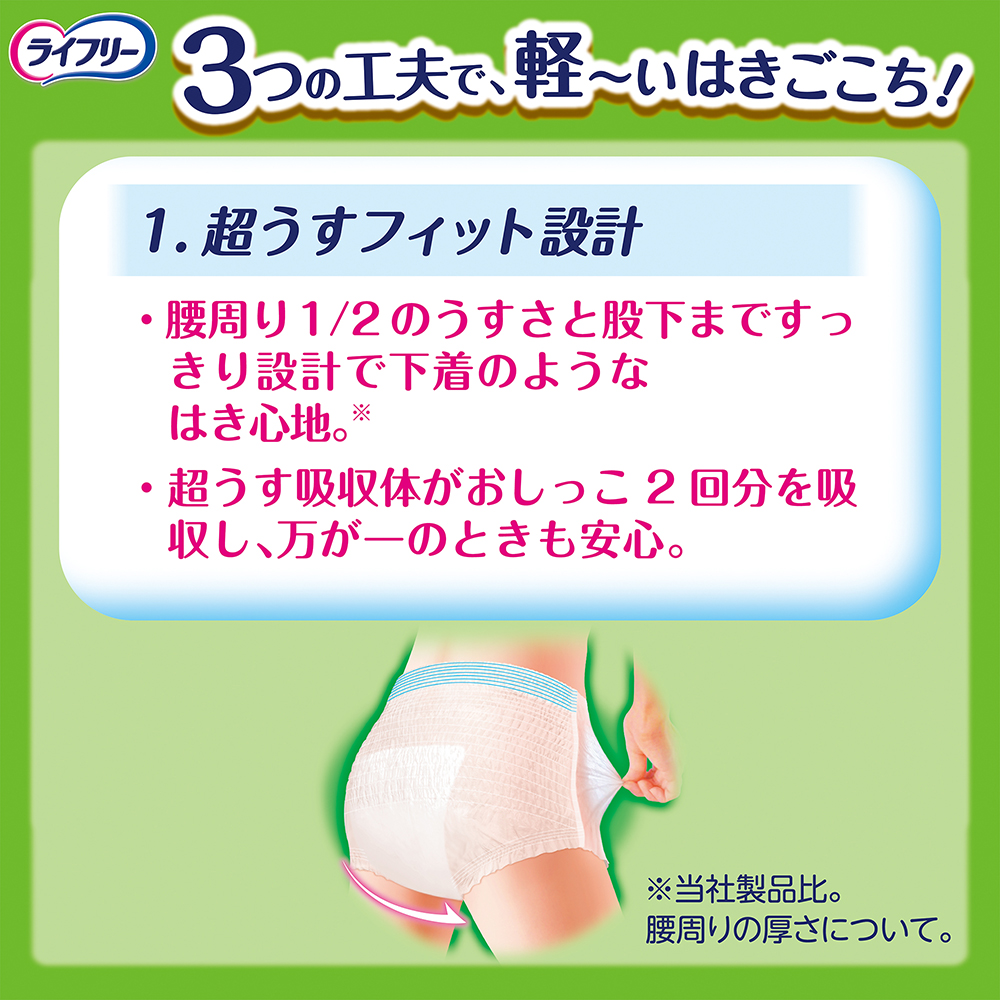 ライフリー 超うす型下着感覚パンツ 2回L32枚×3袋｜ユニ・チャーム