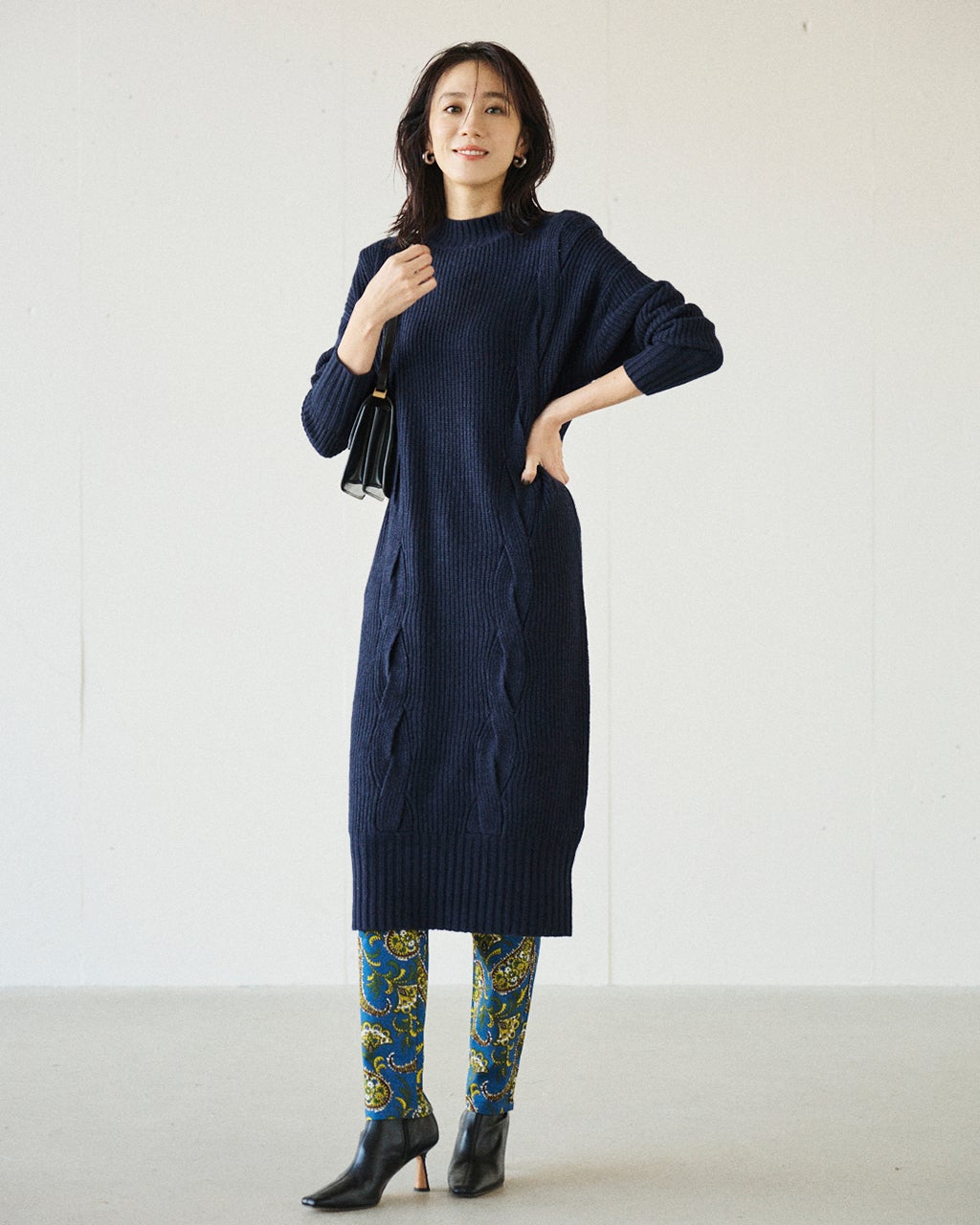 イタリア糸・カシミヤ混ケーブルワンピ/DoCLASSE