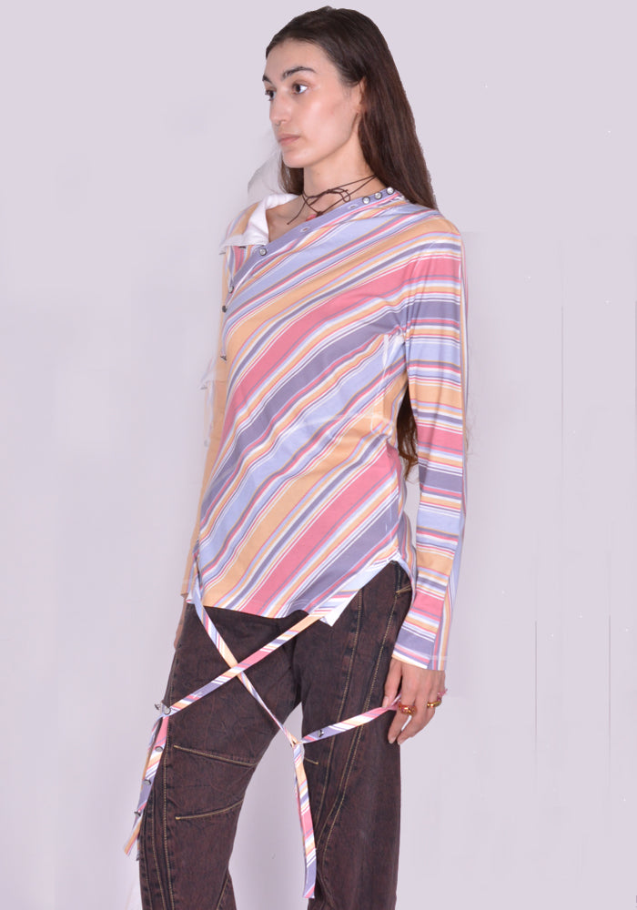 KIKO KOSTADINOV HENLEY T-SHIRT MULTI STRIPE FW24 | 50%OFF SALE