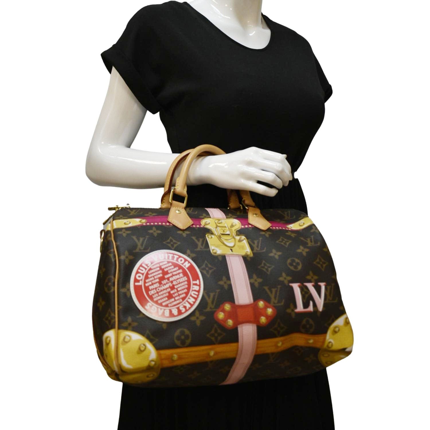 LOUIS VUITTON Summer Trunks Speedy 30 Monogram Canvas Satchel Bag Brow