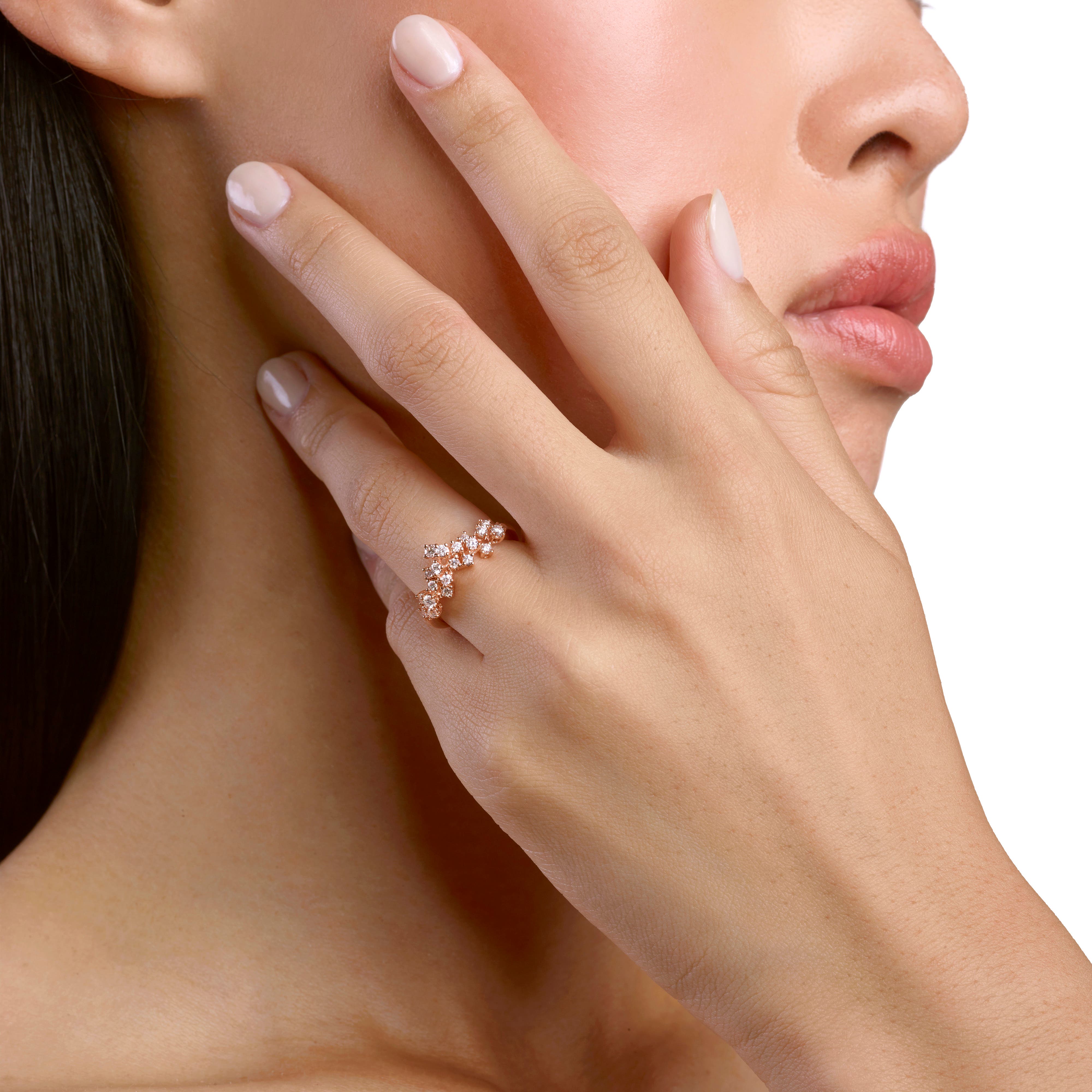 ピンクゴールド、ダイヤモンド（複数）リング - Damiani MIMOSA