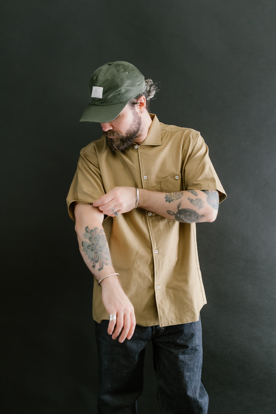 Lot 3091 - S/S Open Collar Shirt - Camel | Dant