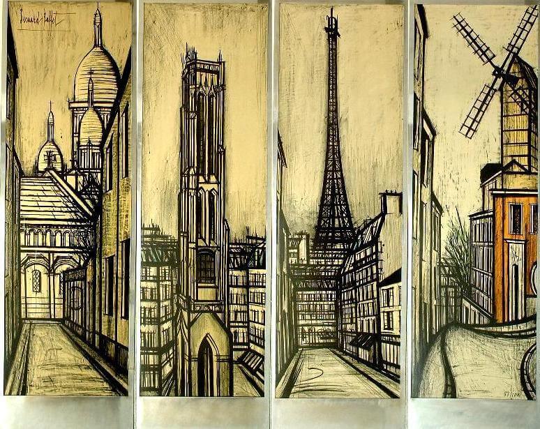 ベルナール ビュッフェ 屏風（パリ）