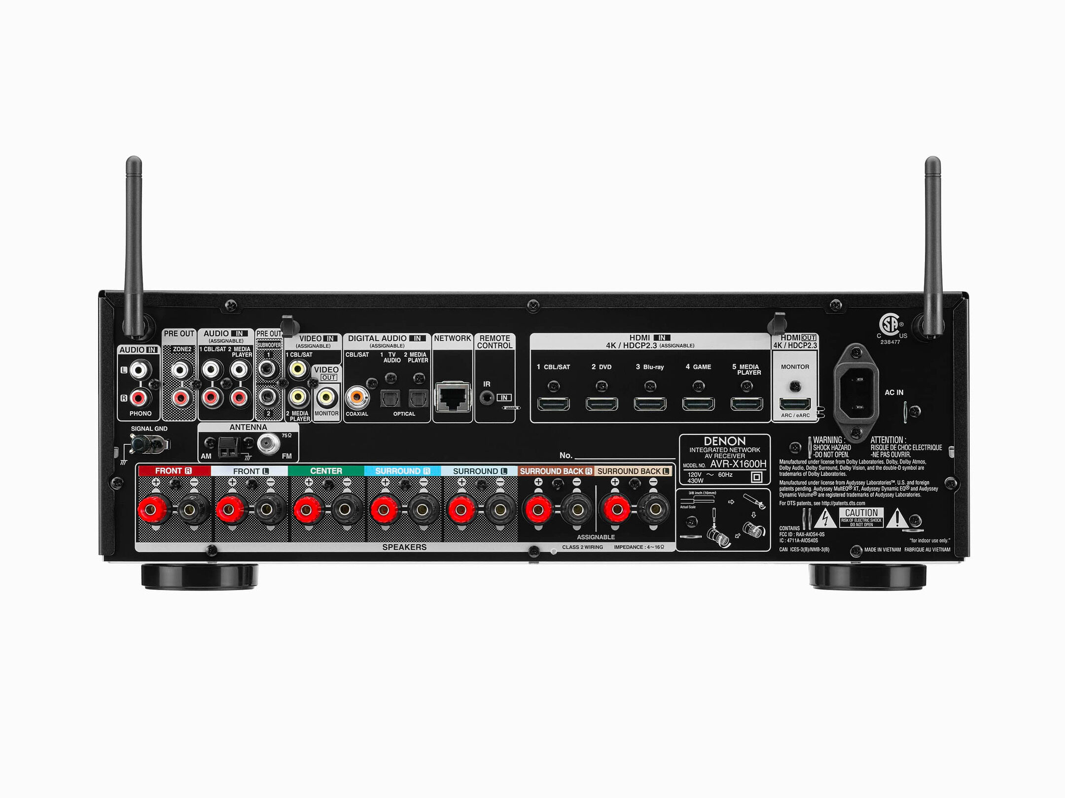 AVR-X1600H - INTEGRATED NETWORK AV RECEIVER | Denon - United States