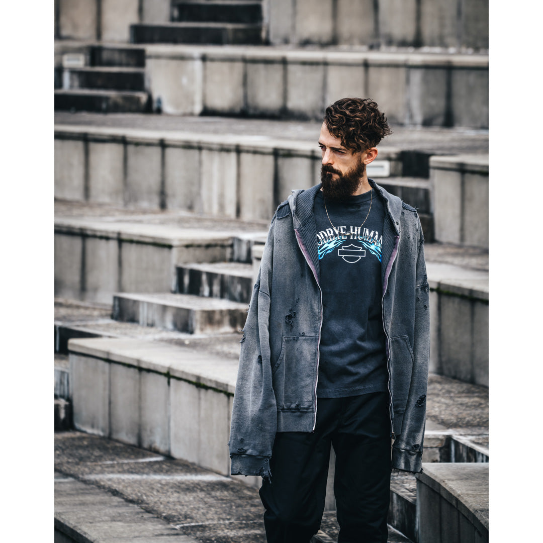 Saint Mxxxxxx (Saint Michael) HOODIE DBL-FC ZIP CHARCOAL SM-YS1