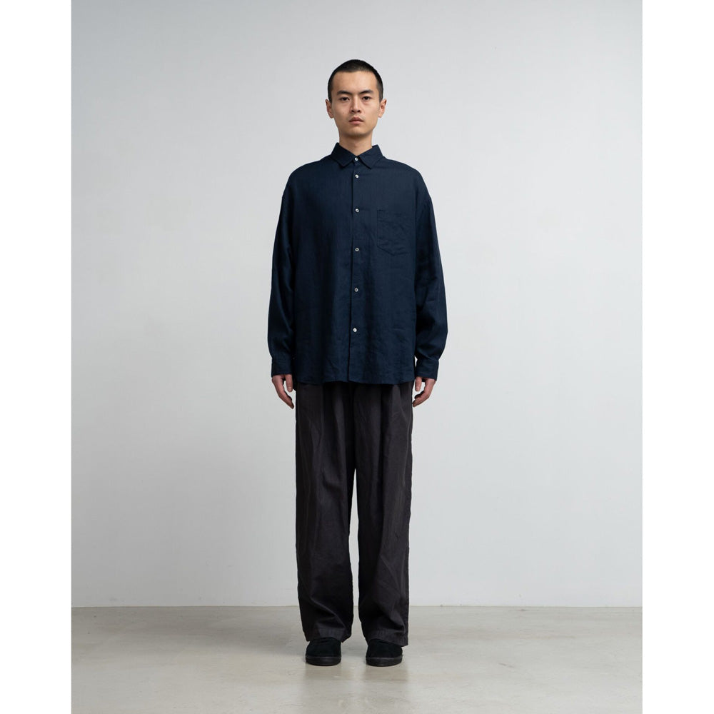Graphpaper) Linen L/S Oversized Regular Collar Shirt (GM242-50030B