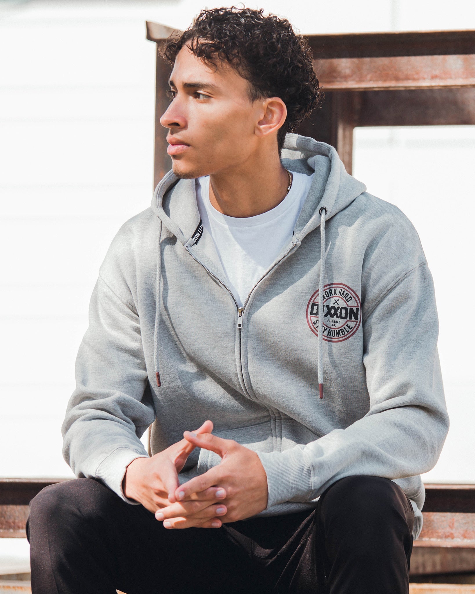 Brown & Black Corpo Zip Up - Heathered Gray | Dixxon
