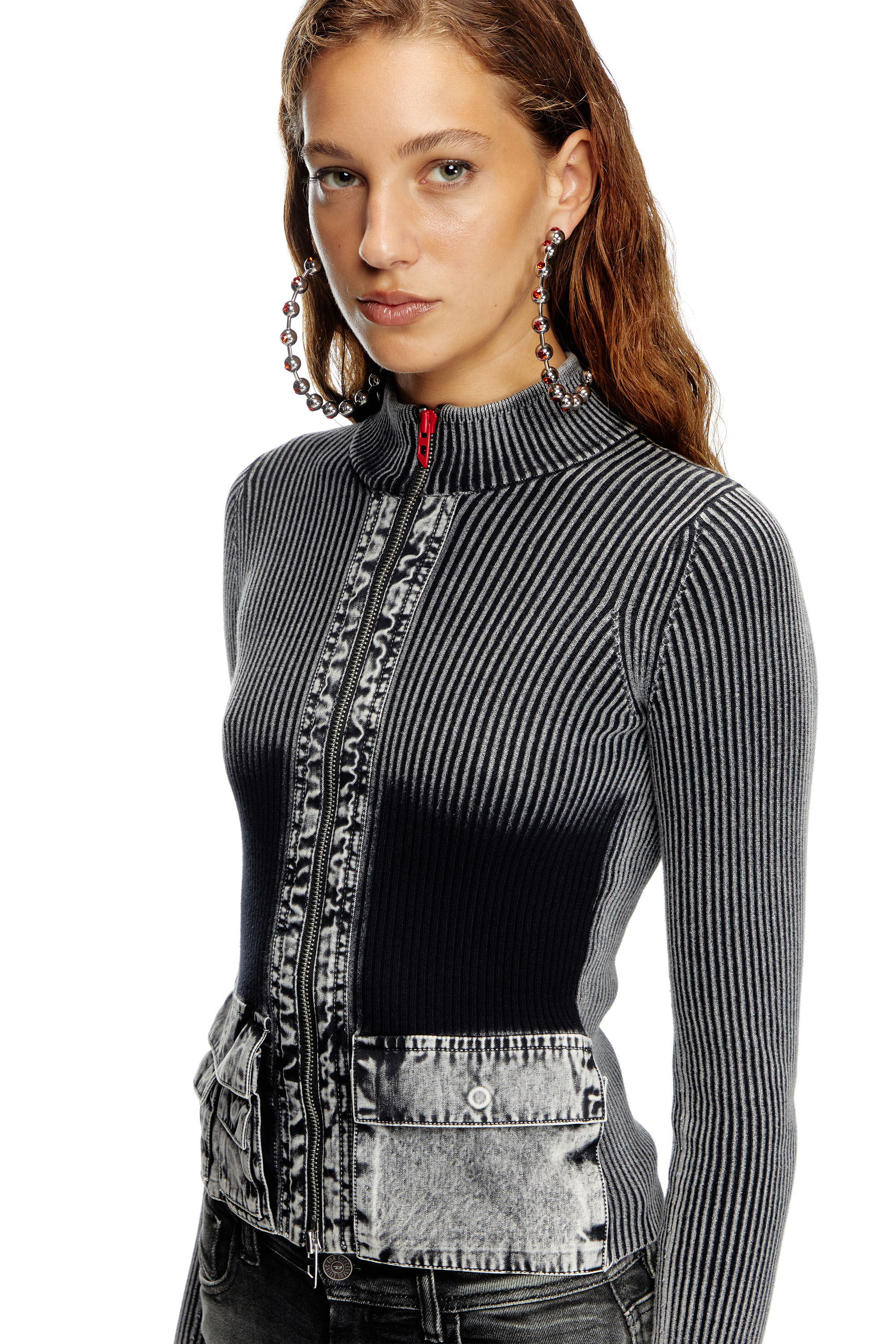 M-MELISSA ジップアップカーディガン｜グレー｜ウィメンズ｜DIESEL