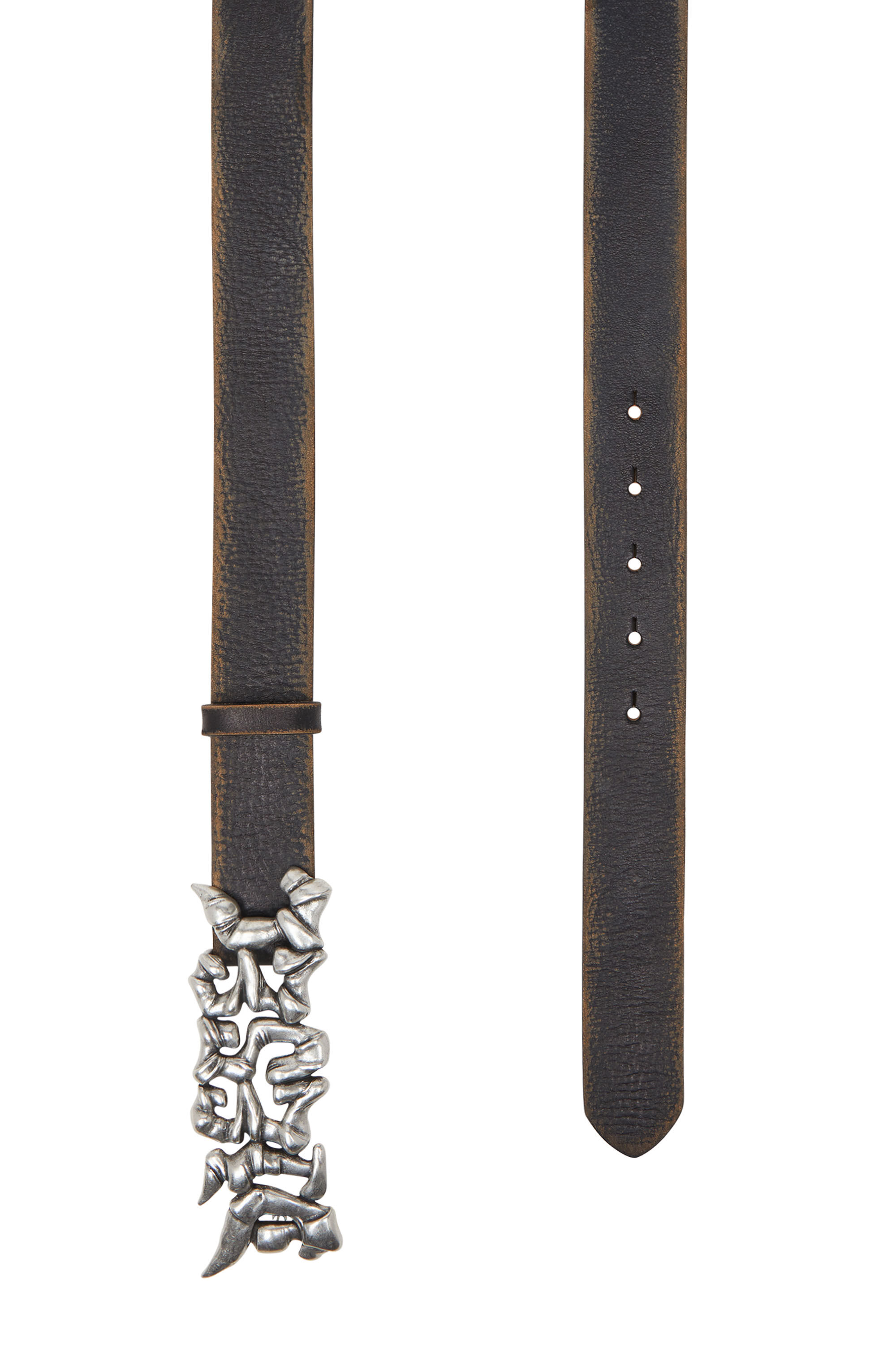 B-GRAFFITI 3.5cm treated leather belt with graffiti buckle｜マルチ
