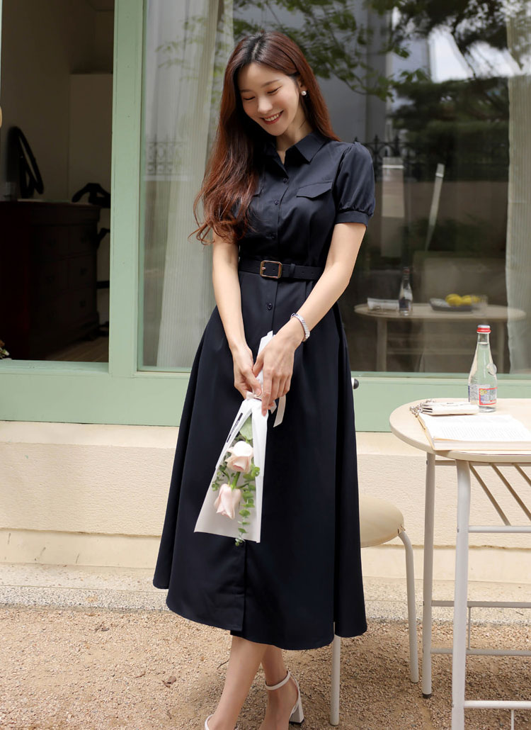 フラップポケット半袖シャツワンピース | レディースファッション通販