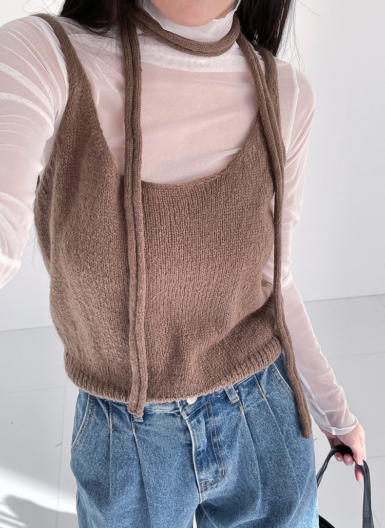 ストラップ付モヘア混ニットキャミソール | レディースファッション