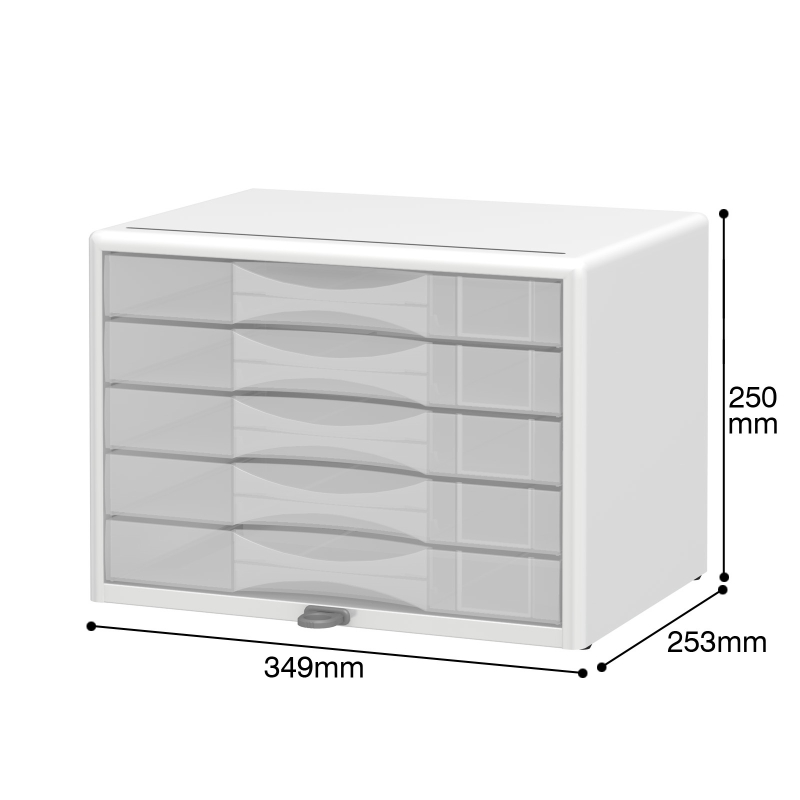 鍵付レターケース 5段横型 ホワイト (LCS-05K)