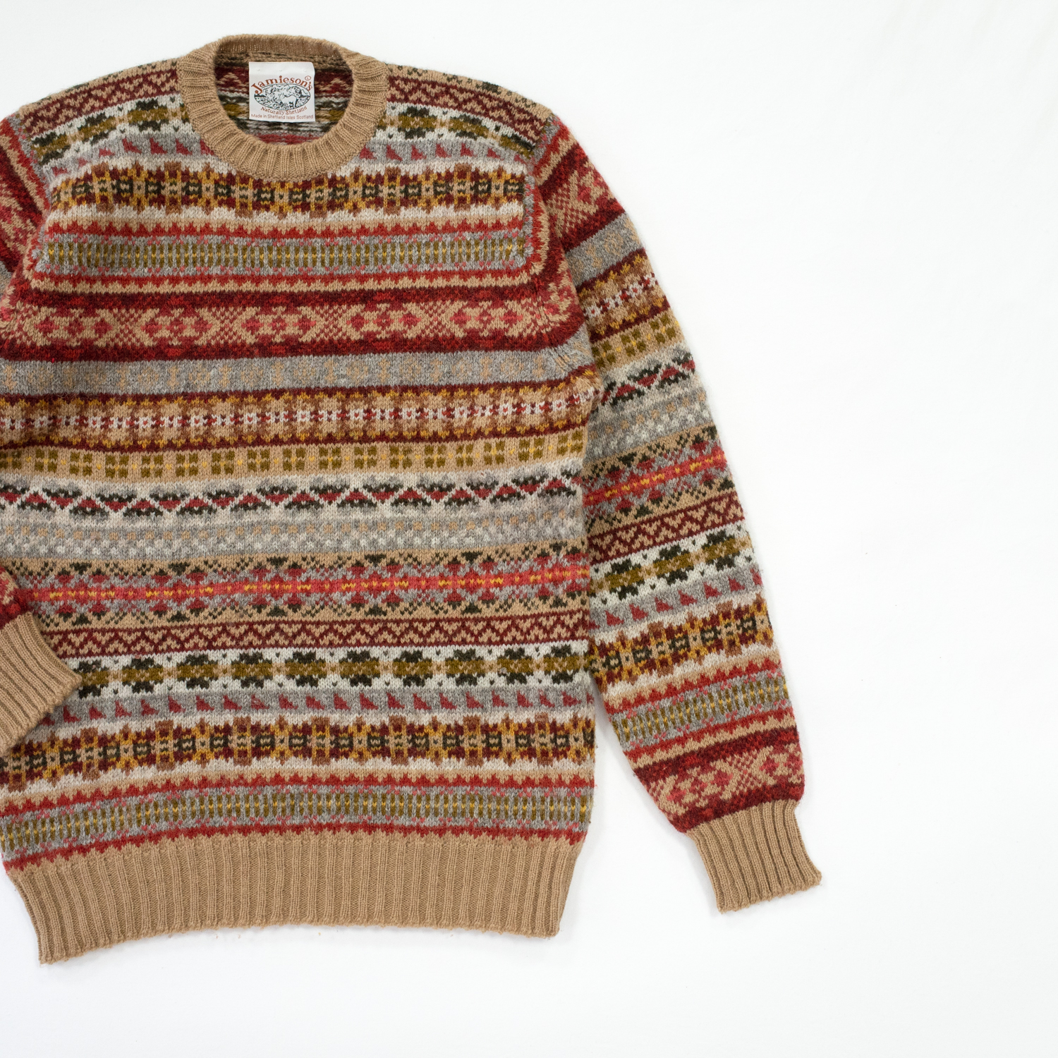 ジャミーソンズ フェアアイルクルーネックセーター オートミール