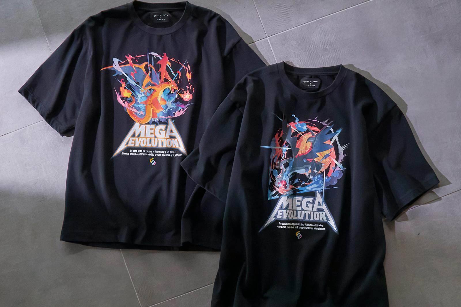 ポケモン」”メガシンカ”リザードン主役のバンド風Tシャツ