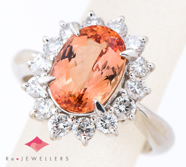 インペリアルトパーズ3.17ct ダイヤモンド計0.81ct プラチナ リング