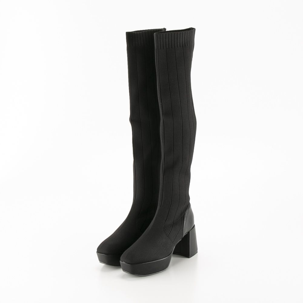 by あしながおじさん レディースブーツ 厚底ニットニーハイブーツ 8.5