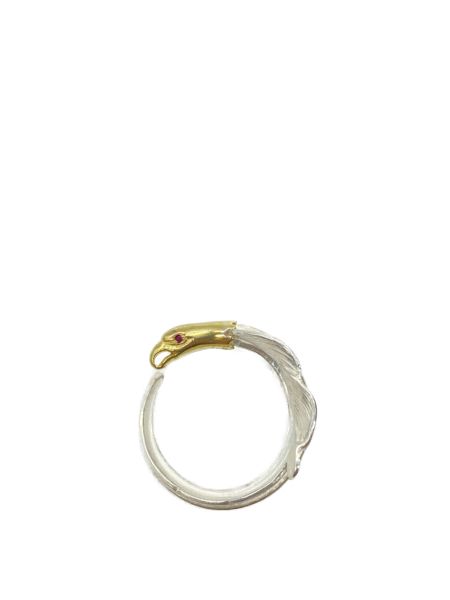 LARRY SMITH / EAGLE HEAD KAZEKIRI FEATHER RING -RUBY- EFRG-0029