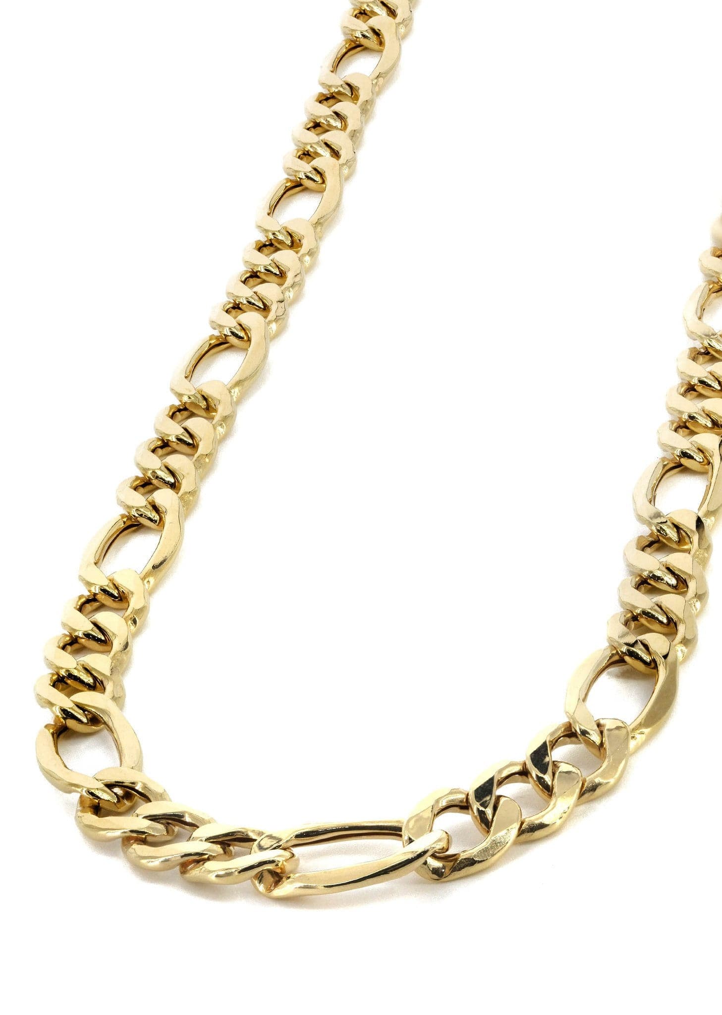 14K Solid Gold Figaro Chain For Men - Yellow Gold