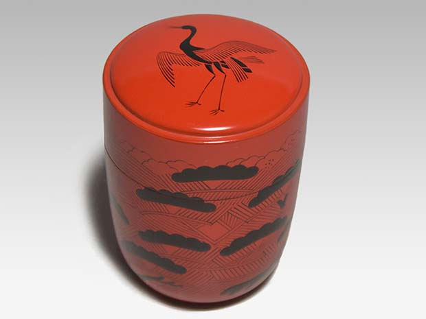 曙棗 鈴木表朔（作）共箱 裏千家 淡々斎在判箱書 仕覆「捻梅唐草緞子