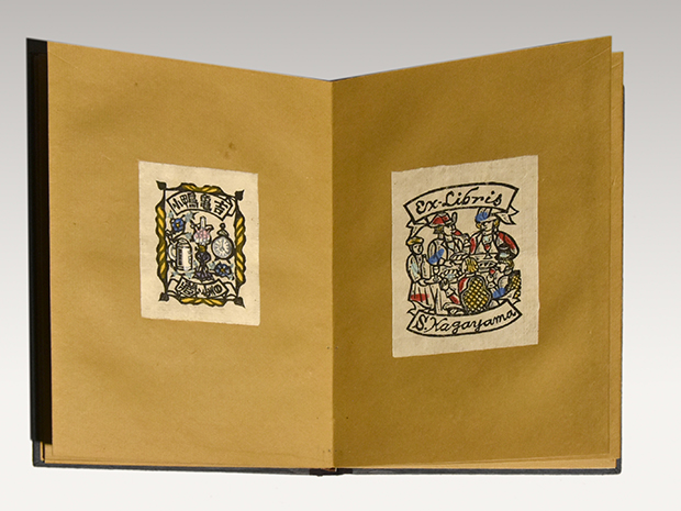 珍品 川上澄生（作）木版手彩16葉「蔵書票作品集」1950年 限定30部 16