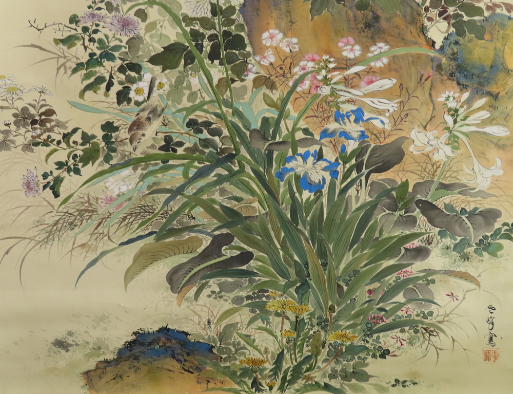 石黒雲峰 『四季花鳥図』 [古美術こもれび] 骨董,掛軸,絵画の買取と