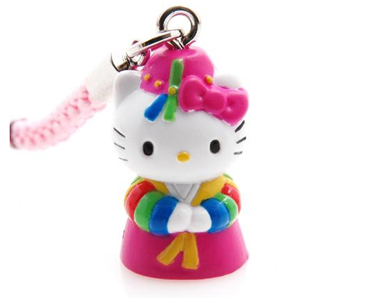 韓国限定 ハローキティ 韓服ストラップ（セットン-ピンク） 韓国情報広場