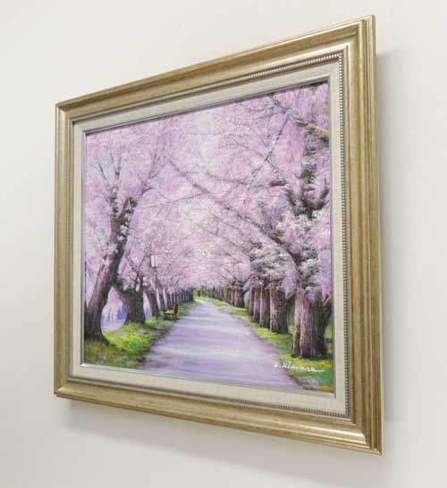 絵画 油絵 北上桜 （木村由記夫） 送料無料 【肉筆】【油絵】【桜絵